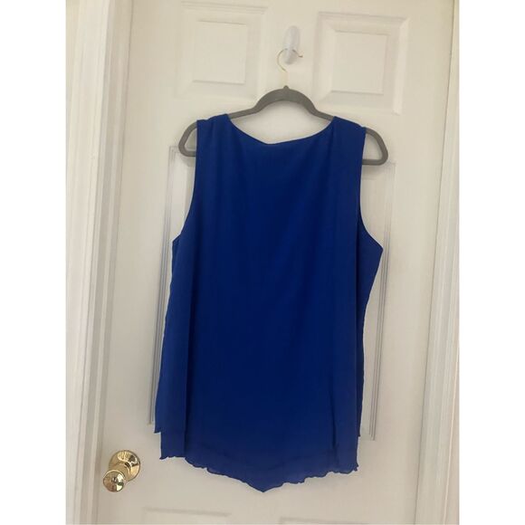 SOFT SURROUNDINGS Womens Layered Tunic Shift Dress Cobalt Blue Chiffon CL - Picture 7 of 7